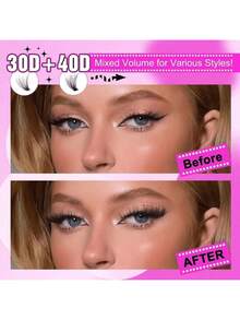 280pcs D Curl DIY Lash Extension Mix Styles Lash Clusters Individual With Bond&Seal Remover Tweezers Lash Brush For Self Application Makeup