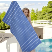 1pc Customized Oversized Beach Towel With Embroidery, Striped Print Quick Dry Bath Towel, Suitable For Daily Use And Beach Shower Towels For Beaty Salon, Hotel Sports,Home Essentials, Towel, Skin Care - Multicolor - View 4