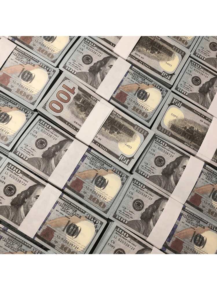 100pcs Fake Money Dollar Bills With Rubber Bands, Bank/Supermarket/Finance Cash Prop, Foreign Currency Toy - Multicolor - View 8