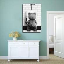 1 幅创意浴室墙壁艺术趣味浴缸动物装饰画，北欧黑白相间的带框壁挂，无框架 - 黑與白 - 查看 2