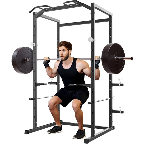 Fulvari Power Cage Squat Rack With Pull-Up Bar, Dip Bars, & Adjustable Safety Bars, Strength Training For Home Gym 1100 Lb Capacity