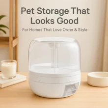Pet Food Storage Container With Moisture-Proof Lid And 6 Grids – Smart Dispenser Box For Cat & Dog Treats, Multi-Purpose Organizer - White - View 9