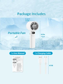 Handheld Fan Handheld Fan High-Speed Portable Turbofan USB Rechargeable Electric Fan With Digital Display Support 120-Speeds Infinitely Adjustable For Camping Travel Home Office