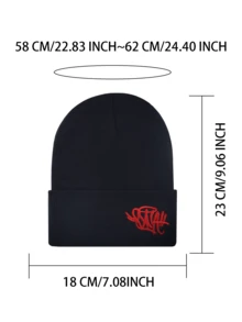 MLFO Syna World 简约刺绣高弹柔软防风保暖时尚针织帽，适合户外骑行、旅行、休闲穿着、男女通用护耳帽，秋冬 - A - 查看 9