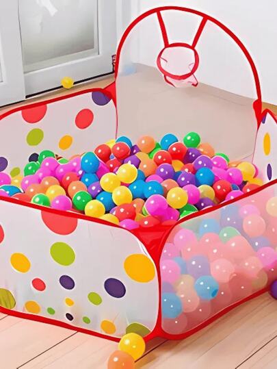 Piscina De Bolinha Cesto de Basquete Telada Desmontável Piscina com Cesta Colorida Bebes 120cm