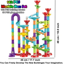 142pcs Marble Race Track Toys, Marble Run Set, Construction Building Blocks Game For Kids Birthday STEM Gifts, And Early Cognition, Hand Exercise, Parent-Child Interaction, Distinguish Colors - Multicolor - View 8