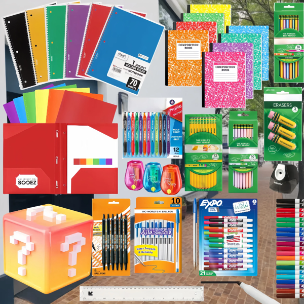 Surprise Stationery Mystery Box -There Are All Kinds Of Stationery Supplies.Includ Pencils/Pens/Colored Pencils/Markers/Notebooks/Folders/Erasers/Paper/Sticky Notes/Rulers.Great Value For Money, Good Quality At Low Prices.Limited Quantity, First Come, First Served.