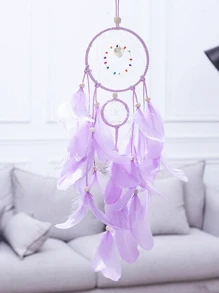1pc Cute Heart Dream Catcher Wind Chime Decor, Bedroom Hanging Ornament, Romantic Mori Style, Artificial Feathers Room Decors Garden Decor Wedding Decor Home Decors