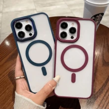 Transparent Wine Red Bumper Magnetic Charging Protective Case | Compatible With MagSafe, Shock-Resistant Ultra-Thin, Suitable For, Waterproof, Anti-Fall, Anti-Scratch - Burgundy - View 9