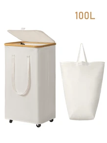 75L/100L/150L 带盖内衬洗衣篮，大容量洗衣篮，带手柄和盖子，可折叠衣物收纳篮，带可拆卸内袋，可收纳衣物、玩具、毛巾