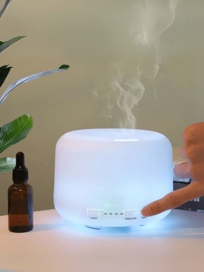 Umidificador Difusor Aromatizador 300ml Ultrassônico Estilo Branco com Led 7 cores com controle