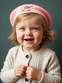 1件装宝宝毛线帽英伦复古街头风秋冬女童可爱花朵贝雷帽针织艺术画家帽百搭帽子1-4岁女童 - 彩色 - 查看 4