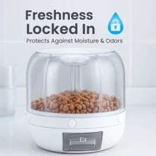 Pet Food Storage Container With Moisture-Proof Lid And 6 Grids – Smart Dispenser Box For Cat & Dog Treats, Multi-Purpose Organizer - White - View 6