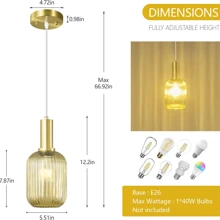 1 件条纹玻璃天花板吊灯，北欧风格，适用于餐厅，透明小吊灯，美式复古客厅装饰，E27 单头吸顶灯，创意极简奢华，适用于卧室、咖啡厅、酒吧、厨房、卧室照明，玻璃吊灯，不含灯泡