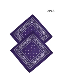 2pcs Unisex Paisley & Floral Print Bandana, Versatile Headband, Neckerchief, Fashion Accessory Men Accessories Men Scarves