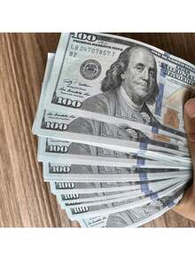 100pcs Fake Money Dollar Bills With Rubber Bands, Bank/Supermarket/Finance Cash Prop, Foreign Currency Toy - Multicolor - View 1