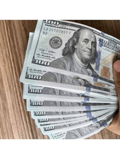 100pcs Fake Money Dollar Bills With Rubber Bands, Bank/Supermarket/Finance Cash Prop, Foreign Currency Toy