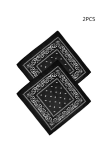 2pcs Unisex Paisley & Floral Print Bandana, Versatile Headband, Neckerchief, Fashion Accessory Men Accessories Men Scarves