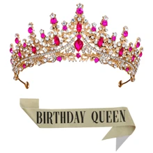 The Rhinestone Bride Crown Headwear And Birthday Queen Belt, Paired With The Charming Rhinestone Girl Headwear And Birthday Belt, Are Specially Designed For Royal Weddings And Birthday Parties, Suitable For Wedding, Banquet, Catwalk And Other Festive Party Headwear Valentine's Day Accessories - Multicolor - View 20