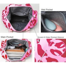 Travel Duffel Bag, Sports Tote Gym Bag With Wet And Dry Separation Compartment, Shoulder Weekender Overnight Bag For Women,Lightweight Carry On Personal Item Duffle Gym Bag For Travel, Airplanes, Sports - 粉色 - 查看 3