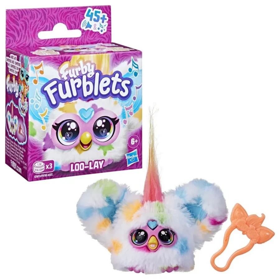 Hasbro Furby Furblets Loo-Lay 迷你朋友，超过 45 种音效和音乐，只会说 Furbish 语，电子毛绒玩具，多种颜色，返校礼物，适合 6 岁及以上儿童