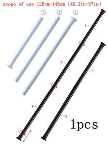 2pcs/1pc Black No-Drill Adjustable Length Curtain Rod, Shower Curtain Rod - Minimalist Iron Extendable Curtain Rod, Suitable For Kitchen, Bathroom, Wardrobe, Shoe Rack - Black - View 19
