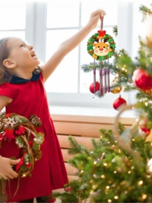 Hölzernes Weihnachts-Windspiel-Ornament im süßen Stil, DIY Windspiel Dekoration, kreatives Bemalen & Graffiti Windspiel DIY Handwerk, Weihnachts-Feiertags-Party Dekoration