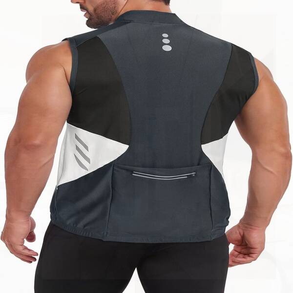 Men's Half Zip Breathable Cycling Vest - Reflective, Sleeveless, Lightweight For Cycling & Running