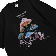 Higher World Mushroom Unisex T-Shirt - 黑色 - 查看 3