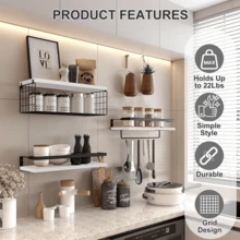 Lislark 3Pcs Wooden Floating Wall Shelves Display Unit Storage Decor Rustic Home Office - 3 Layers White - View 1