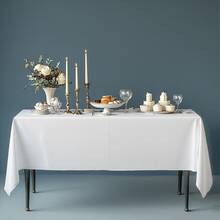 拉绒桌布，白色，适用于婚礼、派对、宴会、装饰用长方形桌布，可选尺寸：179 * 179cm、146 * 276cm、229 * 336cm - 白色 - 查看 5