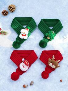 Christmas Pet Scarf - Dog And Cat Holiday Scarf, Santa Claus And Snowman Pattern, Hand-Wash Polyester Material, A Gift For Your Beloved Pet On This Festive Occasion Suitable For Small And Medium-Sized Dogs And Cats With A Neck Circumference Up To 13.78 Inches - Multicolor - View 1