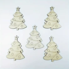 Fette di legno a forma di albero di Natale a stella incise al laser, non colorate, artigianato in legno per colorazione fai-da-te, decorazione per la casa, decorazione natalizia, con fori per appendere