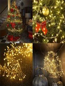 1 件 3.5 米 50 个 LED 灯 5 米 100 个 LED 灯 USB 供电装饰灯带遥控器，暖光多模式铜线仙女灯串，可用于装饰派对、婚礼、卧室、窗帘、花瓶 - USB+遙控 - 查看 7