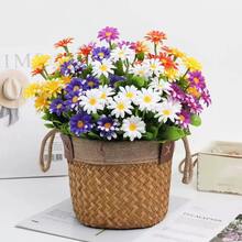 5pcs Artificial 7-Prong Daisy Flowers, Silk Mixed Colors, Suitable For Outdoor Garden, Balcony, Living Room, Dining Table Decor, Wedding, Home, Office, Bedroom, Outdoor, Office Party Decoration