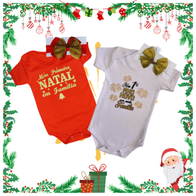 KIT  BEBE MENINA NATAL E ANO NOVO MESVERSARIO TEMATICO FESTA DE NATAL E ANO NOVO  KIT COM 4