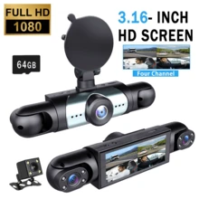 4-Channel 1080P HD Touchscreen Car Camera, Front, Rear, Left, And Right Multi-Lens, 8 Infrared Night Vision Sensors, Motion Detection, G-Sensor Loop Recording, 24-Hour Parking Monitoring, Includes 64GB Memory Card, Compact Design, Integrated Display, High-Resolution Screen, Durable Construction, Driving Safety, Modern Camera Technology, Dedicated For Ride-Sharing Drivers - 黑色 - 查看 11