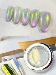 0.3g/Pc Green-Gold Aurora Chameleon Nail Powder, DIY Nail Art Decorative Neon Optical Color Changing Nail Powder - 彩色 - 查看 6