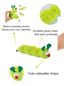 Caterpillar Designed Cat Toy, Plush Pet Pillow, Interesting Pet Supplies, Pet Toy, Cat Supplies, Interactive Cat Toy, Caterpillar Shaped Cat Toy, Dog Chew Toy, Entertaining Toy, Stress Relief Toy
