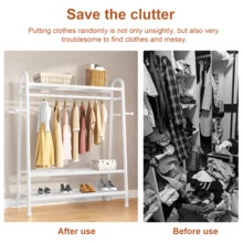 Lislark Heavy Duty Clothes Rail, 120cm Black/White Metal Rack With Double Hanging Clothing Rail, Shoe Rack, Storage Shelves, Wardrobe Clothes Rails For Bedroom Office Shop ﻿ - White - View 3