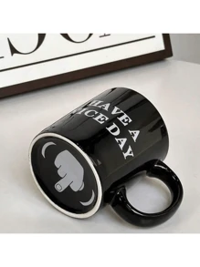 1 pieza Taza de agua de 8 onzas con estilo Ins, taza de café de cerámica, taza de bebida de moda, diseño personalizado, que muestra actitud, sensación cómoda, adecuada para uso en el hogar y la oficina, es un regalo exclusivo para familiares y amigos, adecuada para el ocio y el trabajo en el hogar, vuelta al colegio
