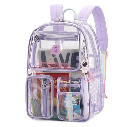 Back To School Clear Backpack – Stylish Transparent Bag With Keychain, Durable & Lightweight