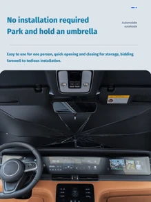 1pc Car Sunshade Umbrella - Protect Your Car Interior From Summer Sun - Windshield Protection And Shading Accessories