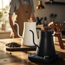 Electric Kettles, Gooseneck Electric Kettle, ±1℉ Temperature Control, Stainless Steel Inner, Quick Heating, For Pour Over Coffee, Brew Tea, Boil Hot Water, 0.9L, Black - Xem 2