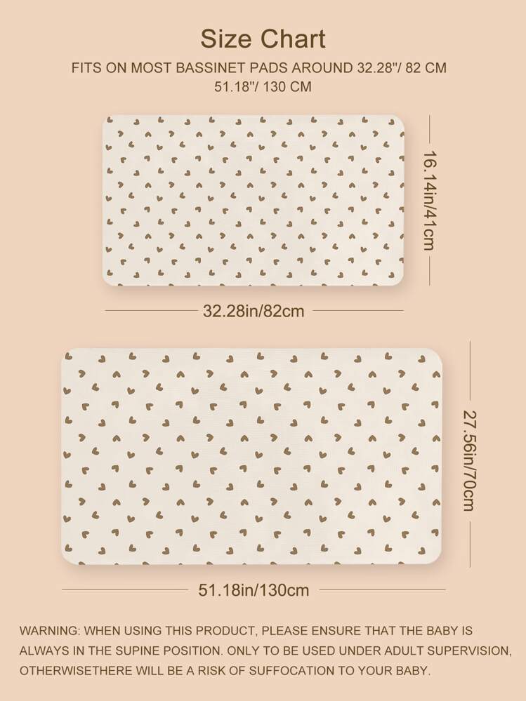 1pc Oeko-Tex Certified Heart Printed Soft & Breathable 100% Cotton Crib Fitted Sheet, Suitable For Baby Cradle Bed, Spring/Summer - Multicolor - View 4