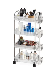 4 Tier Rolling Cart , Acrylic Storage CartsUtility Carts Storage Organizer Serving Cart For Office, Living...