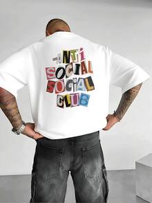 Men's Double-Sided Printed T-Shirt Colorful Anti Social Club Pattern, Comfortable, Stylish For - 白色 - 查看 2
