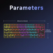 AJAZZ NK61 60% 紧凑型有线键盘，61 键 RGB 背光，小巧便携，办公/电脑机械键盘，全键热插拔，适用于 Windows 平板电脑、笔记本电脑和游戏设备 - 彩色 - 查看 5