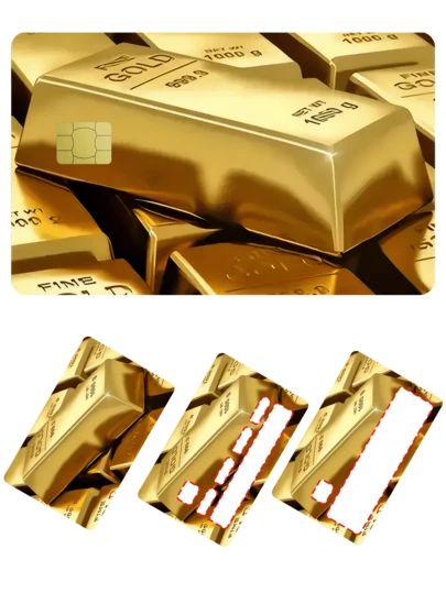 1pc Gold Bar Credit Card Decorative Sticker, Gold Decorative PVC Card Creative Personalized Ultra-Thin Anti-Fingerprint Protective Case, High Quality, Scratch-Resistant, Unisex, Suitable For Small Chip Cards, Bank Cards, Credit Cards, Transportation Cards, Student ID Cards, Etc., Can Be Used For DIY, Back To School Season, School Supplies, Etc.