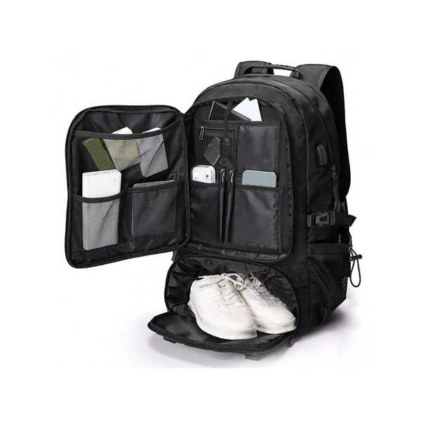 80L Sac à dos d'extérieur pour hommes Sac à dos d'escalade de voyage Sac à dos de sport de camping randonnée Grand sac d'école pour hommes avec poche à chaussures Bagage cabine approuvé par les compagnies aériennes, fournitures scolaires, sac d'école, sac à dos pour l'école, sac de retour à l'école, grande capacité, compartiment pour ordinateur portable, design avec sangle de bagage, compartiment pour chaussures, léger, garçons et hommes, travailleurs de bureau, parfait pour la rentrée scolaire, premier jour d'école